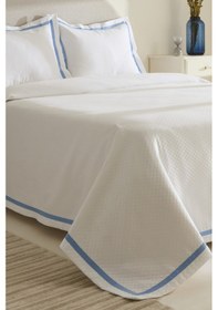 Resim Karaca Home Doris %100 Pamuk Çift Kişilik Yatak Örtüsü Takımı Mavi Mavi 