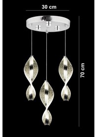 Resim İstanbul Avize Mars 3'lü Gümüş Kumandalı Led 3 Renk Modern Ledli Avize 