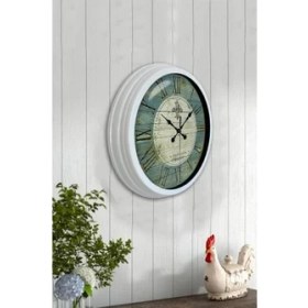 Resim Bahat Tedarik Salon Ofis Duvar Saati Beyaz Alüminyum Metal Çerçeve 40 cm 