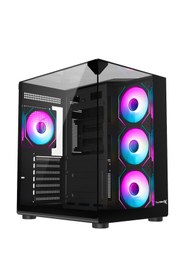Resim Turbox Teras Akvaryum Cam Tasarım 4x Rgb Fan 500w Psu Usb 3.0 Atx Oyuncu Bilgisayar Kasası 