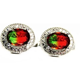 Resim Gümüş Oval Turmalin Taşlı Kadın Küpe N11.46235 