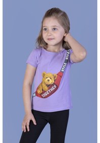 Resim Toontoy Kids Toontoy Kız Çocuk Çanta Baskılı Tişört Lila 