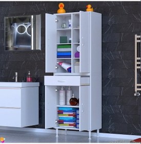 Resim Eliusta Nexa Modüler Dolap 60 Cm Banyo/mutfak Dolabı Extra Kullanım Alanlı 60x173x32,5 Cm Beyaz Dolap Beyaz 