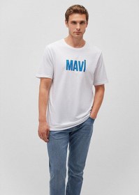 Resim Mavi Erkek Mavi Logo Tişört Beyaz 066842-620 Beyaz 