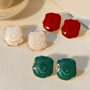 Resim 1 Çift Vintage Reçine Küpeler, Düzensiz Geometrik Kare Studs, Şık Stil, Alaşım & Paslanmaz Çelik, Partiler & Yemekler İçin Mükemmel, Tüm Mevsim Moda Aksesuarı 