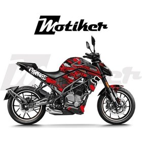 Resim Cfmoto Nk250 2024-2025 Yeni Kasa Parçalı Kaplama Sticker Etiket Modeli Kırmızı - Gri Renk Carnage Venom Tasarım 