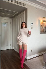 Resim LAGRANZE Cozy Line Premium Kadın Diz Üstü Jakarlı Çorap 