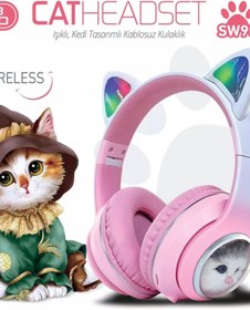 Resim Subzero 18 Saat Müzik Dinle Işıklı Kedi Tasarımlı Bluetoot Kulaklık 5.3 Bluetooth Versiyonlu Kedili Kulaklık 