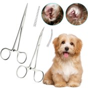 Resim 1 adet Paslanmaz Çelik Evcil Hayvan Kulak Tüyü Temizleyici, Köpek Bakımı Hemostat Aracı Düz ve Kavisli Uçlarla, Evcil Hayvan Tüyü Temizleme | Ergonomik Sap | Cilalı Bitiş, Evcil Hayvan Tüyü Temizleme Aracı 