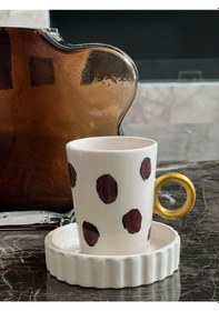 Resim Kahve Gold Damalı El Yapımı Fincan 