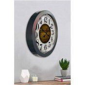 Resim Bahat Salon Ofis Duvar Saati Gri Metal Çerçeve 36 Cm 
