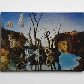 Resim Salvador Dali Kuğulardan Yansıyan Filler Kanvas Tablo 35 x 50 CM 