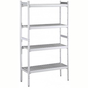 Resim Professional Düz Etejer Seti, Aluminyum Ayaklı, 4 Raflı, Her Raf Demonte Polietilen Tabletlerden Oluşur, Tabletler Bulaşık Makinesinde Yıkanabilir - 475x1606 Mm, H=1700 Mm BLS1606 