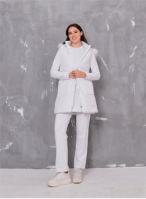 Resim Sarah Kapşonlu Şişme Yelekli Spor Üçlü Takım - 70030 - Beyaz-164 Beyaz 