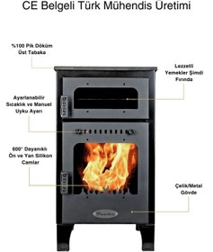 Resim Genel Markalar Jupiter Fırınlı Pelet Ve Odun Sobası Çam Pelet 10kw. Ce Onaylı Soba Eco Design Pelet Soba 