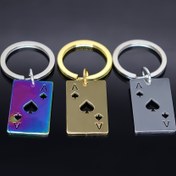 Resim 1 adet Moda Paslanmaz Çelik Poker Ace Anahtarlık - Erkekler ve Kadınlar için Metal Araba Kolye Aksesuarı, İdeal Doğum Günü Hediyesi 