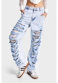 Resim Itsbasic Kadın Ice Kot Rengi D-11s5-100 Skater Fit Dantel Yırtık Detaylı Tasarım Denim Jean Buz Mavi 