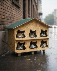 Resim Reyo Kedi Evi Dış Ortam Uygun Ahşap Kedi Evi Osb 100 x 95 x 50 CM CAT27 