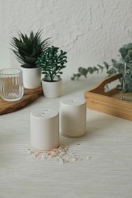 Resim Keramika Mat Beyaz Stackable Tuzluk/Biberlik 6 Cm 