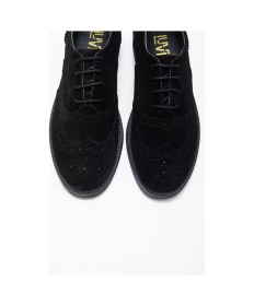 Resim Luvishoes Luvi Shoes Avra Siyah Süet Hakiki Deri Kadın Oxford Ayakkabı Siyah 