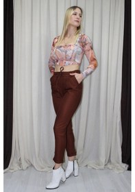 Resim Duble Paça Yün Efekt Pantolon Taba - 1362 Çok Renkli 