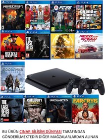 Resim Sony Ps4 1 Tb Slim Kasa 13 Oyunlu Ürün 2 Adet V2 Kol (12.02V) 12 Ay Garanti 