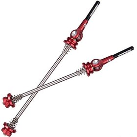 Resim Xindoker Alüminyum Titan Kompozit Hafif Dayanıklı Bisiklet Hızlı Çıkartma Çubuğu - 100mm Ön/135mm Arka Eksen Uyumlu, Kırmızı 