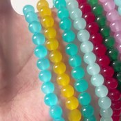 Resim Çok Renkli Cam İmitasyon Jade Yuvarlak Boncuklar - Dağınık Boncuklar DIY Kolye ve Bilezik Boncuklar/Bileklik Aksesuarları 