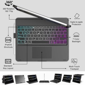 Resim UnDePlus iPad Pro 11inç M4/M5 Kılıf Kablosuz Dönebilen Klavyeli Case Keyboard 2024/2025 Uyumlu Siyah 