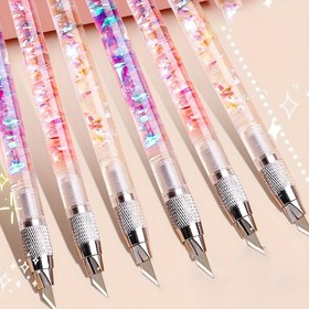 Resim 12'li Dinamik Kum Sanat Çizim Kalem Seti ile Metal Sap ve 12 Yedek Bıçak - Yaratıcı Kağıt Kesme, Oyma, Kart Çıkarma, Paket Açma ve El Sanatları Aracı Seti - Yıkanabilir ve Dayanıklı 