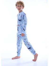 Resim Zuzunga Kahramanlar Birliği Avengers Desenli Erkek Çocuk Pijama Takımı Mavi1 Mavi 
