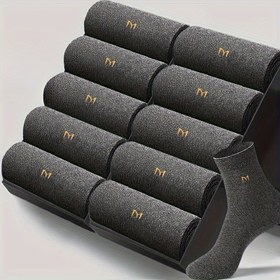 Resim 5 Çift Erkek Orta Baldır Çorapları, İş Dört Mevsim Stili, Erkekler İçin Orta Baldır Polyester Çoraplar 