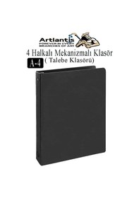 Resim 4 Halkalı Klasör 1 Adet A4 Pvc Öğrenci Ve Ofis Tipi Evrak Sunum Klasörü İç Cepli Otomatik Mekanizmalı Büro Okul Arşivle Siyah 