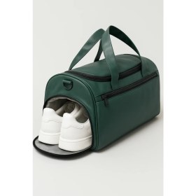 Resim Kaff Haki Suni Deri Yan Ayakkabı Bölmeli Unisex Geniş Hacimli Seyahat Spor Fitness Spor Çantası - 00124 