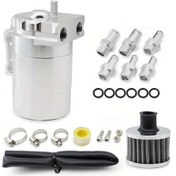 Resim Fochsia Silvery 10.14 Ons Aluminyum Evrensel Yakıt Deposu Kompakt Yağ Yakalama Tankı Kiti Hava Filtreli Ayırıcı Rezervuar Siyah Kırmızı Mavi Gümüş 