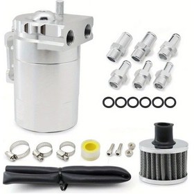 Resim Fochsia Silvery 10.14 Ons Aluminyum Evrensel Yakıt Deposu Kompakt Yağ Yakalama Tankı Kiti Hava Filtreli Ayırıcı Rezervuar Siyah Kırmızı Mavi Gümüş 