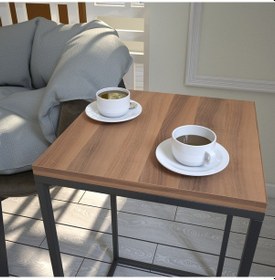 Resim Pure Yan Sehpa & Servis Sehpası Metal Ceviz / Metal Ayaklı 