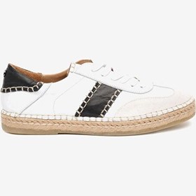 Resim Kadın Bej Süet Beyaz Hakiki Deri Sneaker Ayakkabı 