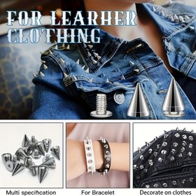 Resim 100 adet 7x10mm Punk Tarzı Dikenli Perçinler, Mermi Başlı & Konik Alaşımlı Vidalı Çiviler DIY El Sanatları ve Malzemeleri için, Keskin, Alaşım 