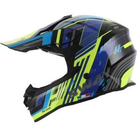 Resim Sway - FS-617 Meteor Cross Kask - Sarı Mavi Siyah - Large Beden 