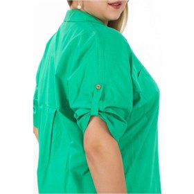 Resim Lady Majestic %100 Cotton Yazlık Organik Büyük Beden Kadın Gömlek Benetton Yeşil Benetton Yeşili 