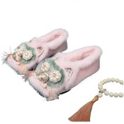 Resim Kadınlar İçin Trend Kaplan Başlı Ayakkabılar 2024 Yeni Varış Retro Etnik Düz Pamuklu Ratetime Pembe.kaplan.kafa.pamuk.ayakkabı18 