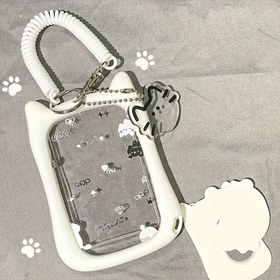 Resim Kedi ID Kartı Tutucu Anahtarlık - Silikon Belge Koruyucu Öğrenciler İçin, Dayanıklı ve Şık Kampüs ID Kartı Kılıfı, Otobüs, Metro ve Öğrenci Kartları İçin Mükemmel, Öğrenci Kartı Tutucu | Eğlenceli Tasarım | Dayanıklı Silikon 