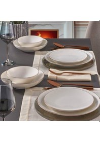 Resim Güral Porselen Atina 33063 Dg 24 Parça 6 Kişilik Porselen Yemek Takımı Beyaz - Altın 