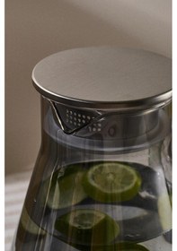 Resim Morponi Borosilikat Cam Metal Kapaklı Lüks Sürahi 1900 Ml Füme 