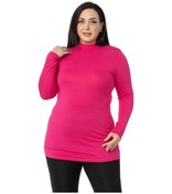 Resim Büyük Beden Yarım Balıkçı Uzun Kollu Viskon Fuşya Body-fuşya Fuşya 