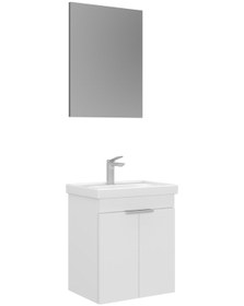 Resim Orka Desna 50 Cm Mat Beyaz Düz Aynalı Banyo Dolabı Takımı Beyaz 