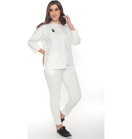 Resim Lady Majestic Cotton 1. Kalite Büyük Beden Özel Tasarım Eşofman Takımı Beyaz 