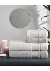 Resim Camellıa Best Set Gri Krem Hamam Seti 2 Havlu+2 Plaj Havlusu Gri - Krem 