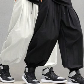 Resim 2 adet Erkek Rahat Bağcıklı Sweatpants Cep ile - Ultra Bol Uyum, Yaz Nefes Alabilen Buzlu Slicky Fiber Kumaş Serinletici Pantolon, Dış Mekan Ulaşım için Rahat Elastik Bel Cepi Joggers, Unisex Çok Yönlü Moda Uzun Pantolon, Jogging Pantolon, Unisex Giyim, Elastik Bel Pantolon, Nefes Alabilen Malzeme 